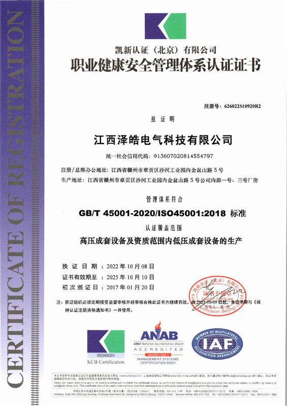 職業(yè)健康安全管理體系(澤皓）